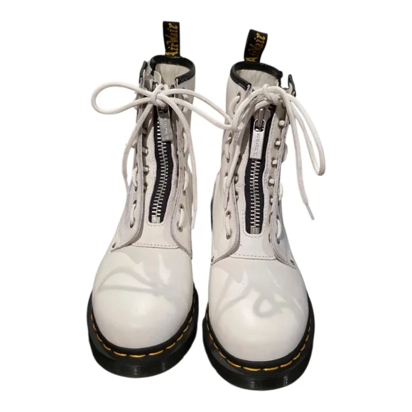 Dr. Martens White‎ Zip-Up Leather Lace Up Hiking Combat Boots Women's Size 9 US - Picture 9 of 12